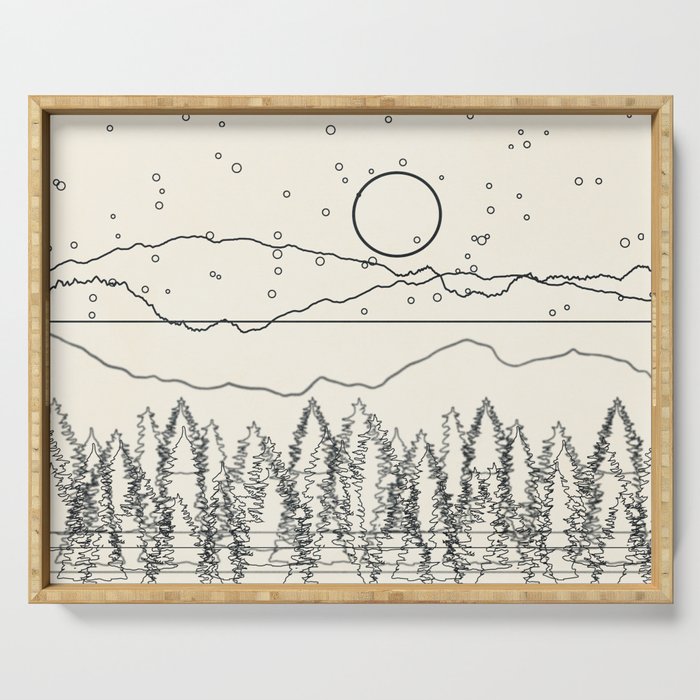Minimal Line Mountain Beauty II Serving Tray Gallery Image 1