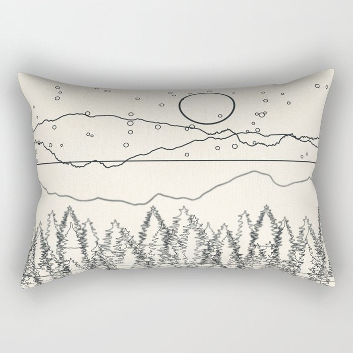 Minimal Line Mountain Beauty II Rectangular Pillow Gallery Image 2