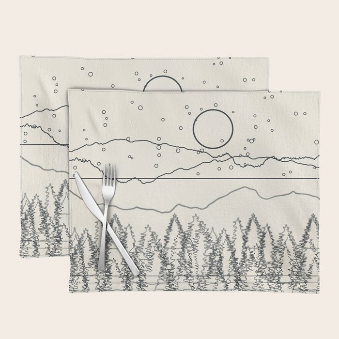 Minimal Line Mountain Beauty II Placemat Gallery Image 1