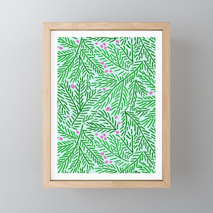 Winter Berries & Pine Branches in Green Mini Art Print Gallery Image 1