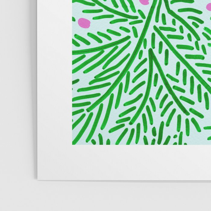 Winter Berries & Pine Branches in Green Poster Gallery Image 3