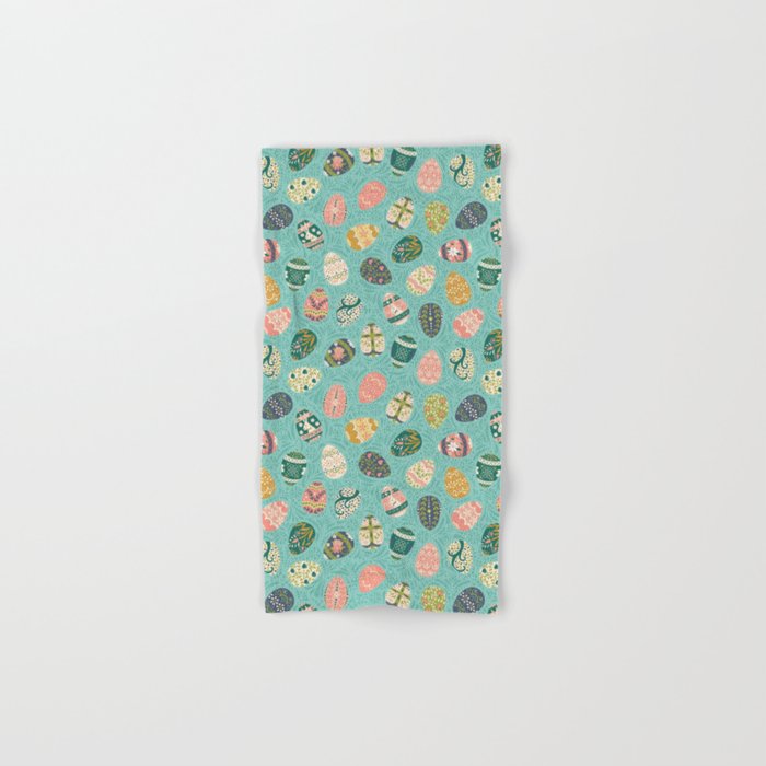 Floral Easter Eggs - Aqua Bath Towel Gallery Image 1