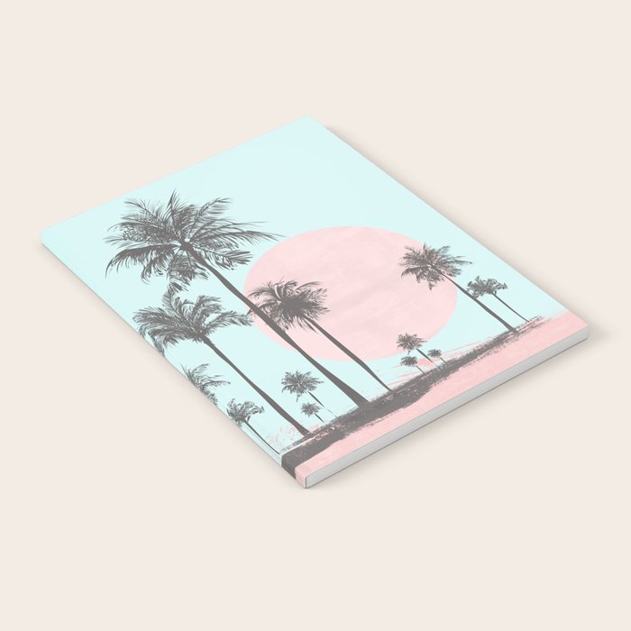 Beachfront palm tree soft pastel sunset graphic Notebook Gallery Image 2