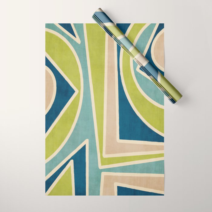 Blue Green Beige Aqua Artwork Wrapping Paper Gallery Image 1