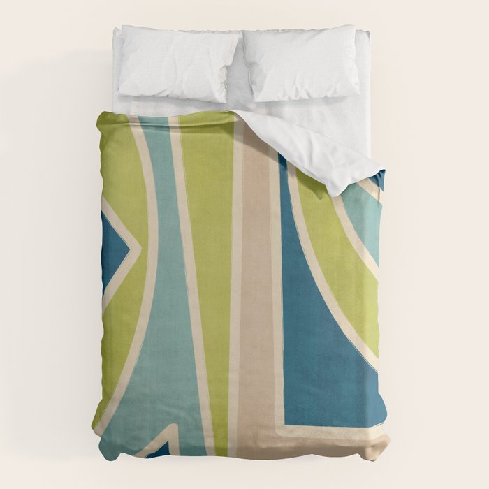 Blue Green Beige Aqua Artwork Duvet Cover Gallery Image 1