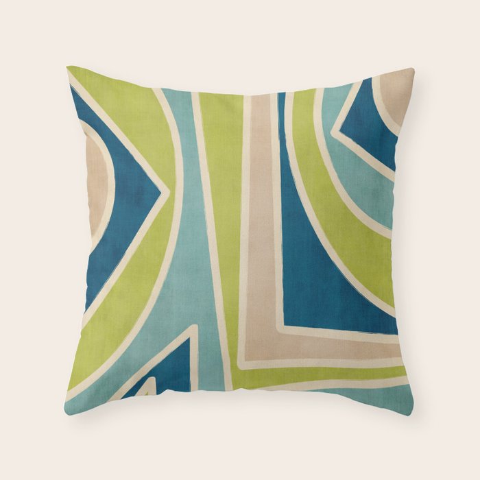 Blue Green Beige Aqua Artwork Throw Pillow Gallery Image 6