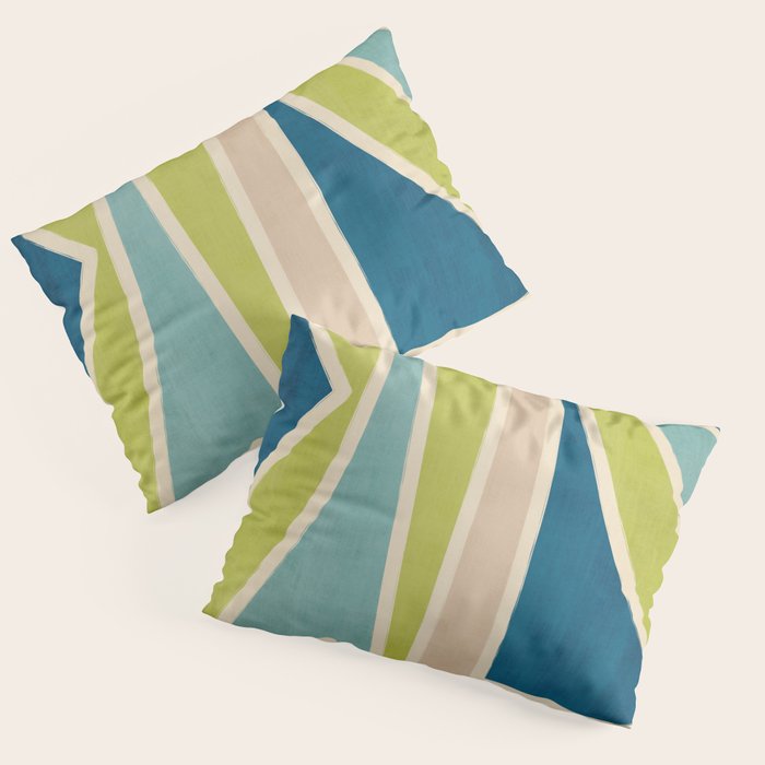 Blue Green Beige Aqua Artwork Pillow Sham Gallery Image 3