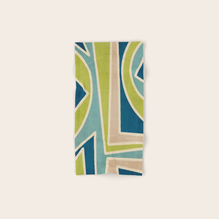 Blue Green Beige Aqua Artwork Bath Towel Gallery Image 1