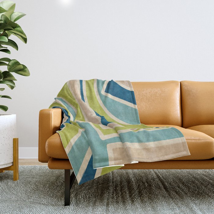 Blue Green Beige Aqua Artwork Throw Blanket Gallery Image 1