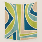 Blue Green Beige Aqua Artwork Wall Tapestry Gallery Image 4
