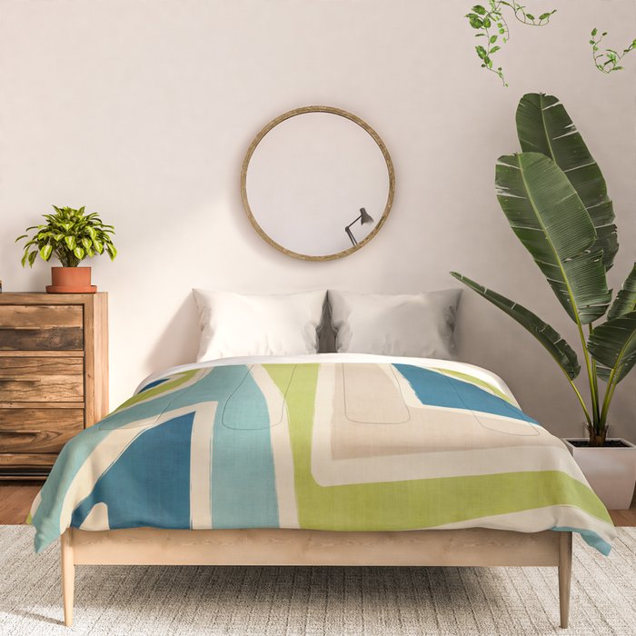 Blue Green Beige Aqua Artwork Comforter Gallery Image 3