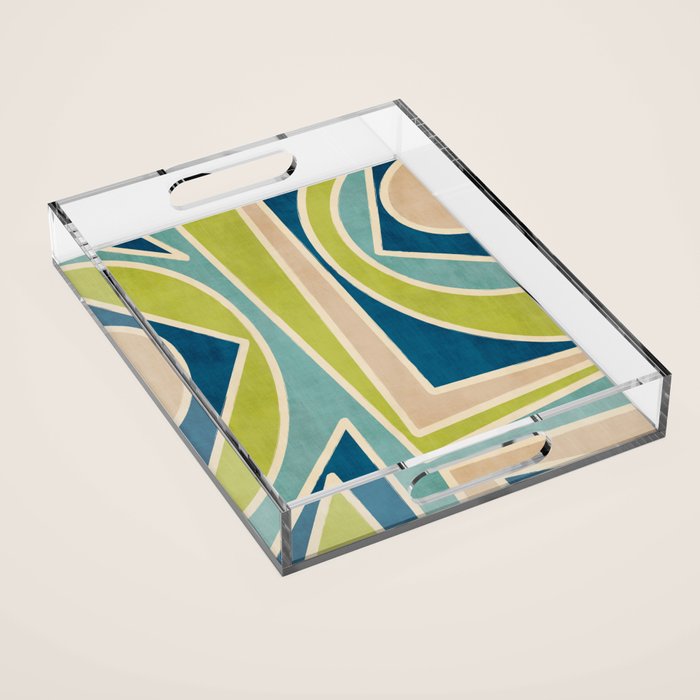 Blue Green Beige Aqua Artwork Acrylic Tray Gallery Image 1