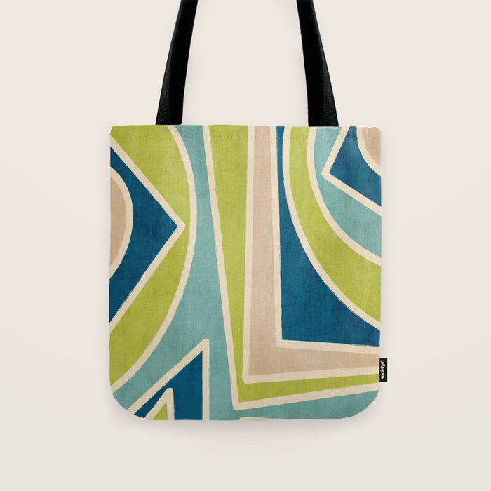 Blue Green Beige Aqua Artwork Tote Bag Gallery Image 1