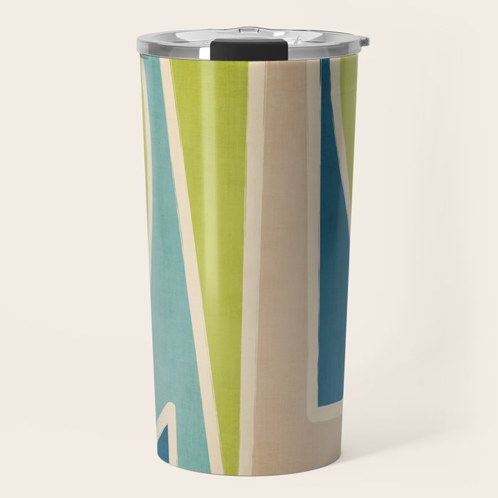 Blue Green Beige Aqua Artwork Travel Mug Gallery Image 1