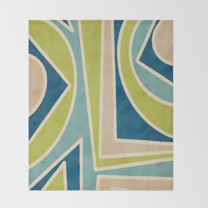 Blue Green Beige Aqua Artwork Throw Blanket Gallery Image 2