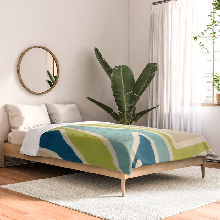 Blue Green Beige Aqua Artwork Comforter Gallery Image 2