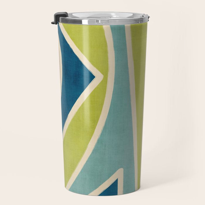 Blue Green Beige Aqua Artwork Travel Mug Gallery Image 3