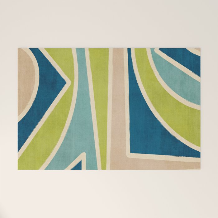 Blue Green Beige Aqua Artwork Welcome Mat Gallery Image 1