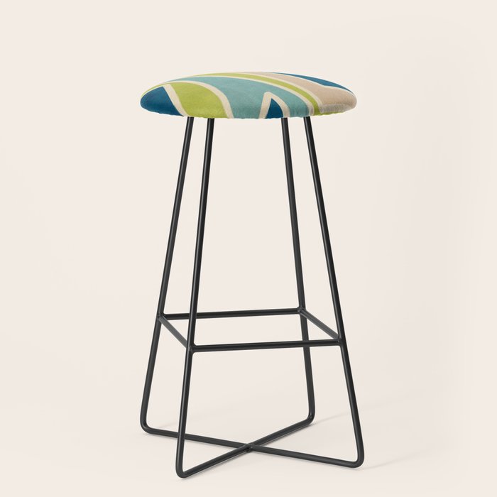 Blue Green Beige Aqua Artwork Stool Gallery Image 1