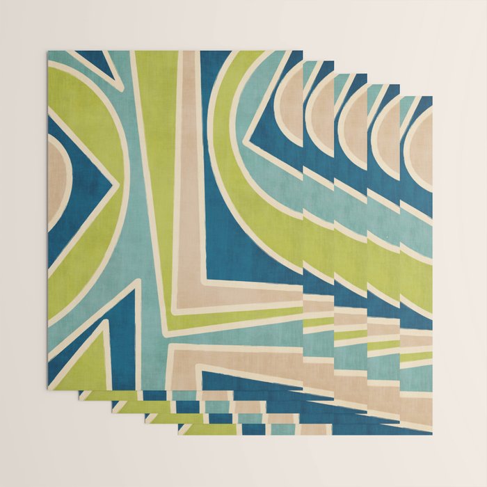 Blue Green Beige Aqua Artwork Wrapping Paper Gallery Image 3