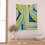 Blue Green Beige Aqua Artwork Wall Tapestry Gallery Image 2