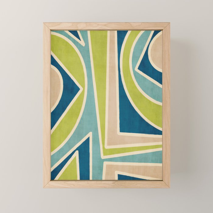Blue Green Beige Aqua Artwork Mini Art Print Gallery Image 1