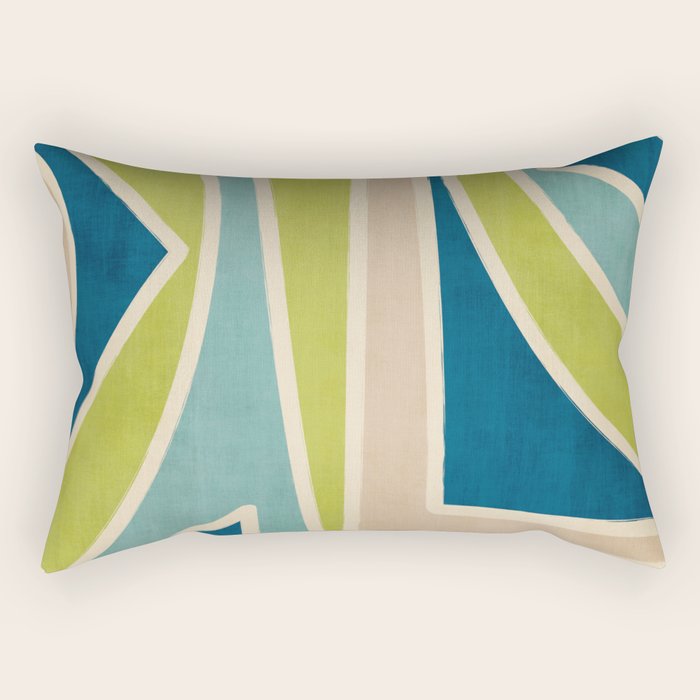 Blue Green Beige Aqua Artwork Rectangular Pillow Gallery Image 2