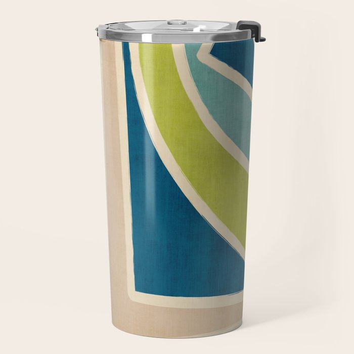 Blue Green Beige Aqua Artwork Travel Mug Gallery Image 2