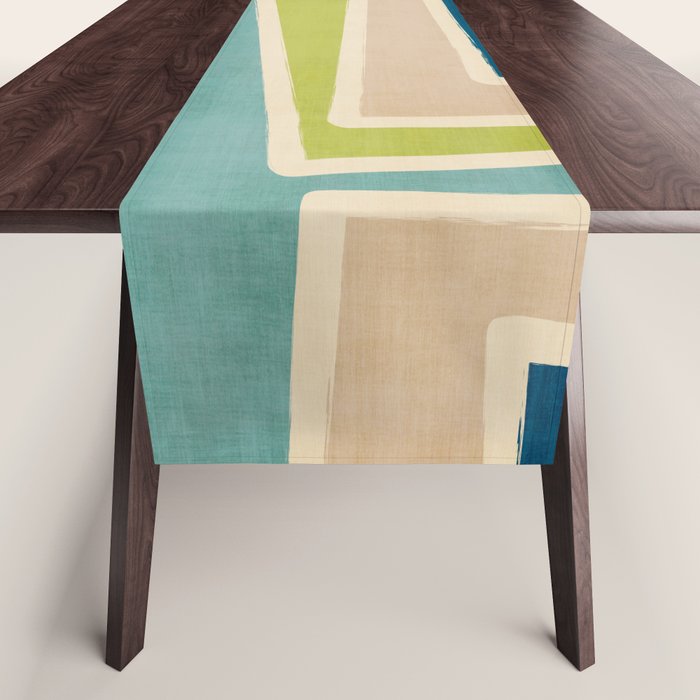Blue Green Beige Aqua Artwork Table Runner Gallery Image 1