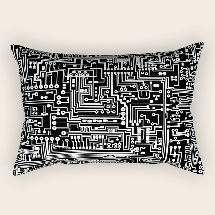 Circuit Board on Black Rectangular Pillow Gallery Image 2