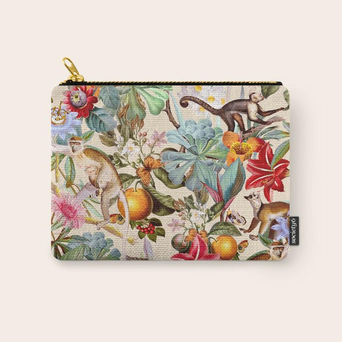 Animal and Floral Pattern Carry All Pouch Gallery Image 1
