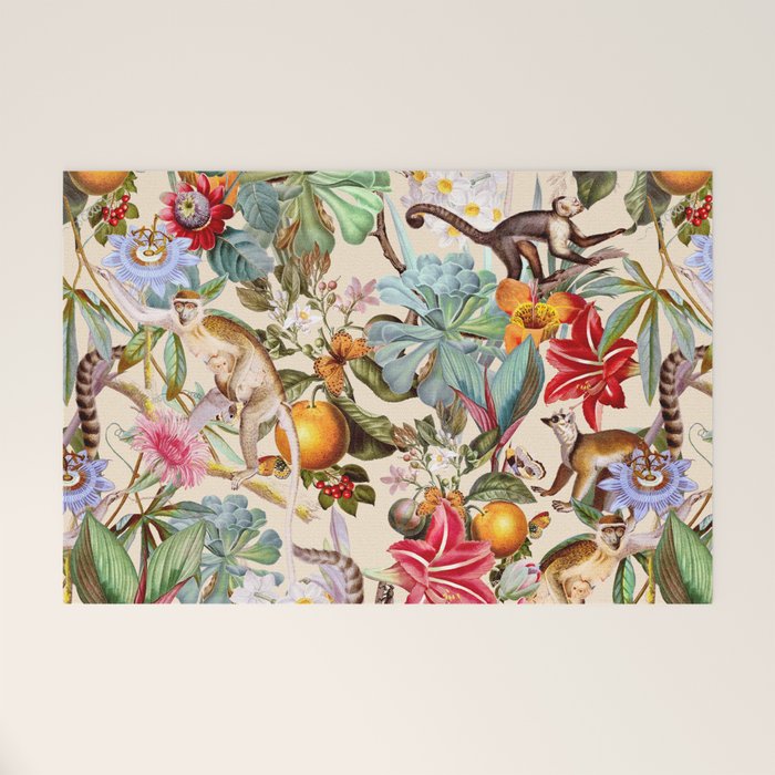 Animal and Floral Pattern Welcome Mat Gallery Image 1