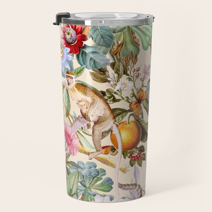 Animal and Floral Pattern Travel Mug Gallery Image 3