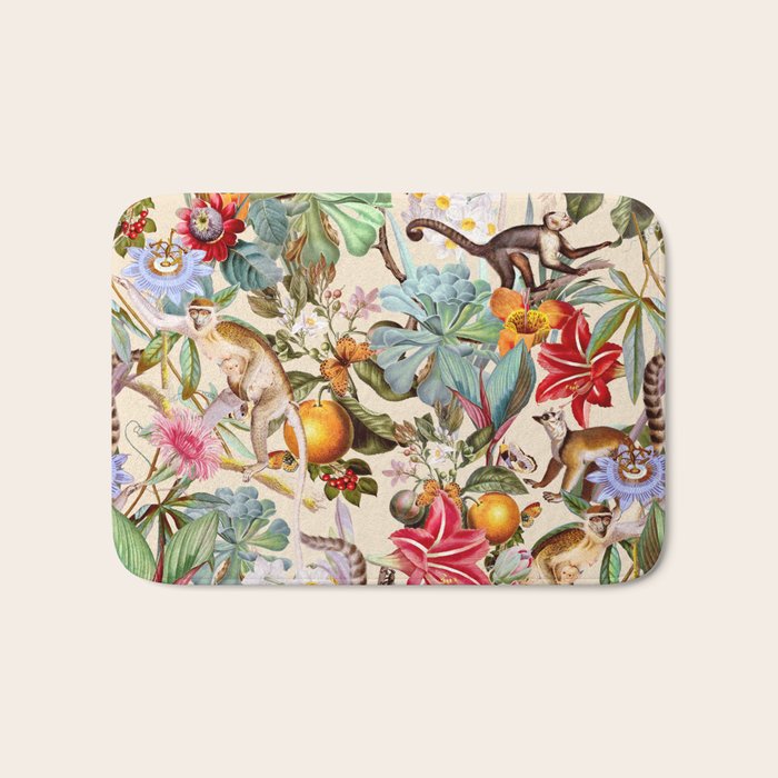 Animal and Floral Pattern Bath Mat Gallery Image 1