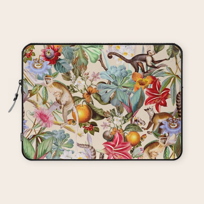 Animal and Floral Pattern Laptop Sleeve Gallery Image 1