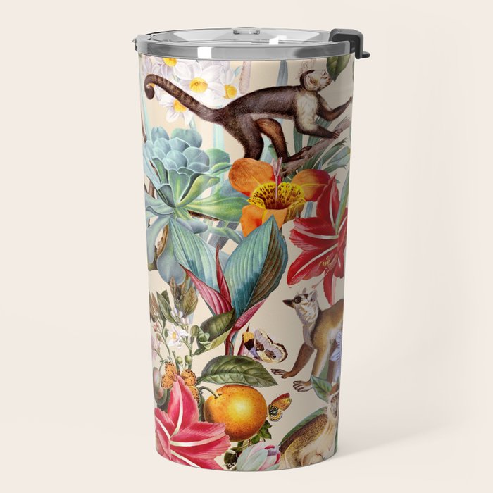 Animal and Floral Pattern Travel Mug Gallery Image 2