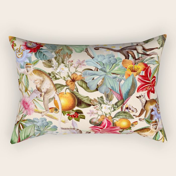 Animal and Floral Pattern Rectangular Pillow Gallery Image 1