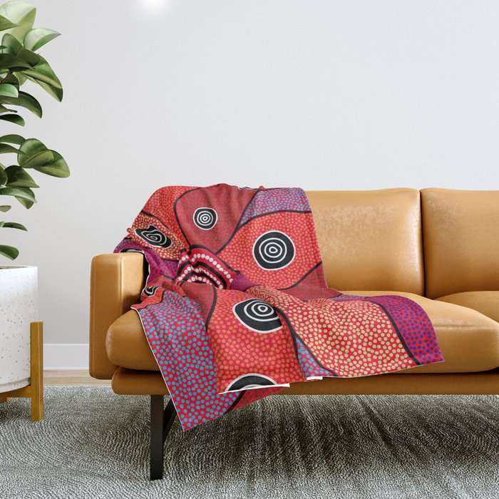 Authentic Aboriginal Art - Central Lands Throw Blanket Gallery Image 1