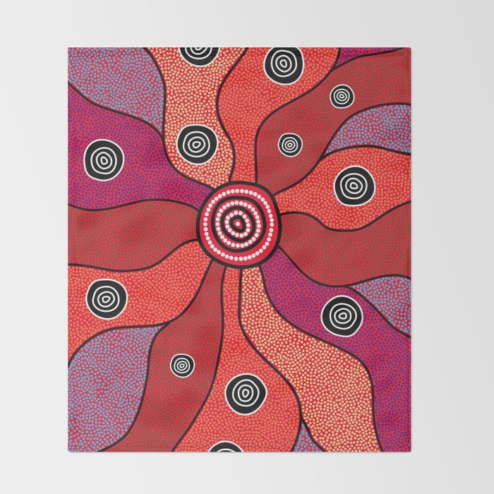 Authentic Aboriginal Art - Central Lands Throw Blanket Gallery Image 2