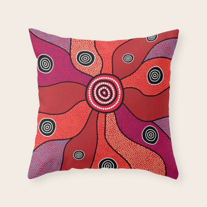 Authentic Aboriginal Art - Central Lands Throw Pillow Gallery Image 1
