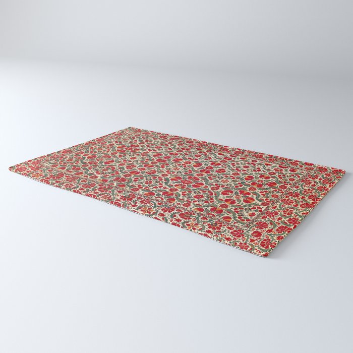 Bokhara Suzani 18th Century Floral Embroidery Print Rug Gallery Image 3