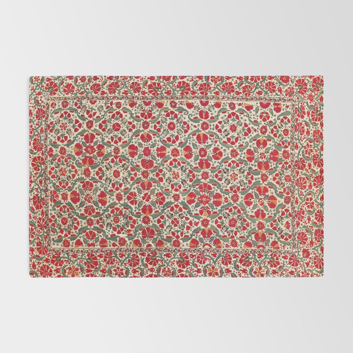 Bokhara Suzani 18th Century Floral Embroidery Print Rug Gallery Image 2