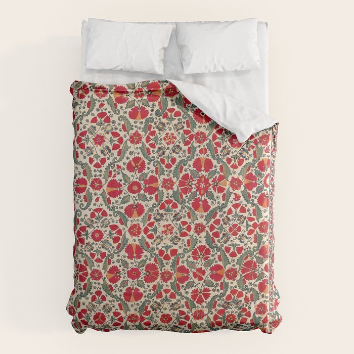 Bokhara Suzani 18th Century Floral Embroidery Print Duvet Cover Gallery Image 6