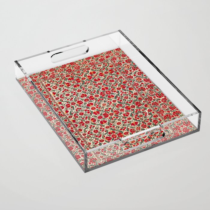Bokhara Suzani 18th Century Floral Embroidery Print Acrylic Tray Gallery Image 1