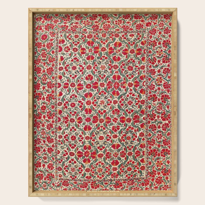 Bokhara Suzani 18th Century Floral Embroidery Print Serving Tray Gallery Image 1