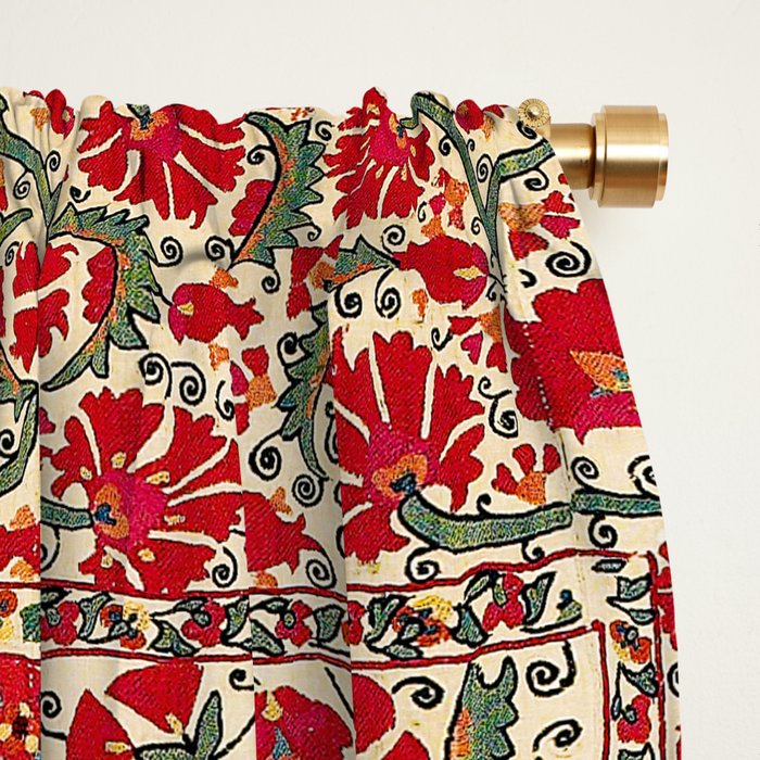 Bokhara Suzani 18th Century Floral Embroidery Print Window Curtain Gallery Image 2