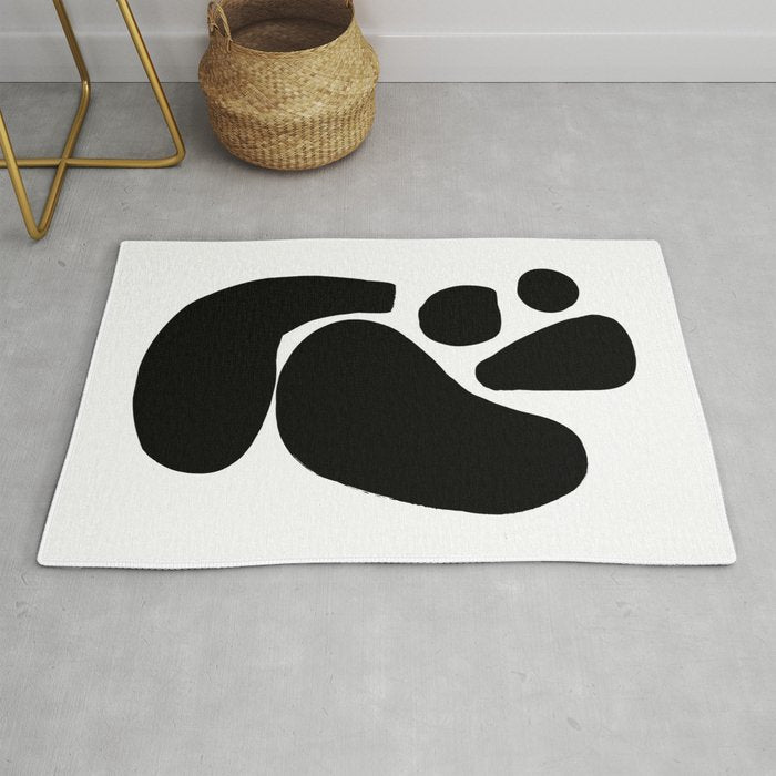 Footprints In Ink White Background Rug Gallery Image 1