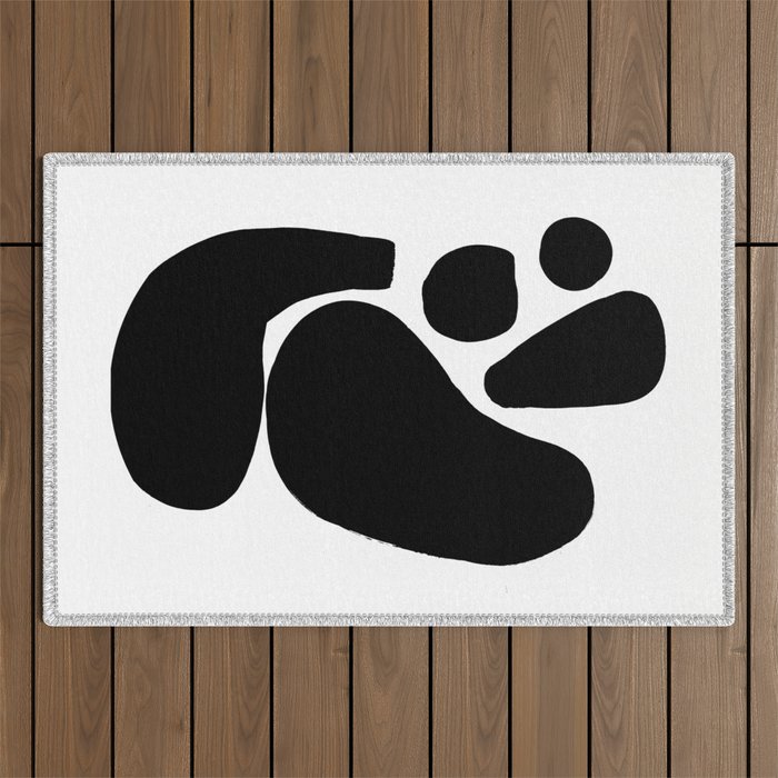 Footprints In Ink White Background Outdoor Rug Gallery Image 1