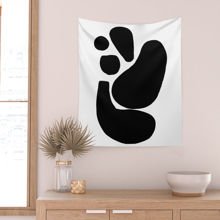 Footprints In Ink White Background Wall Tapestry Gallery Image 2