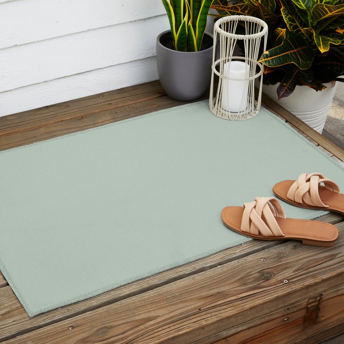 Light Sage Green Solid Outdoor Rug Gallery Image 2